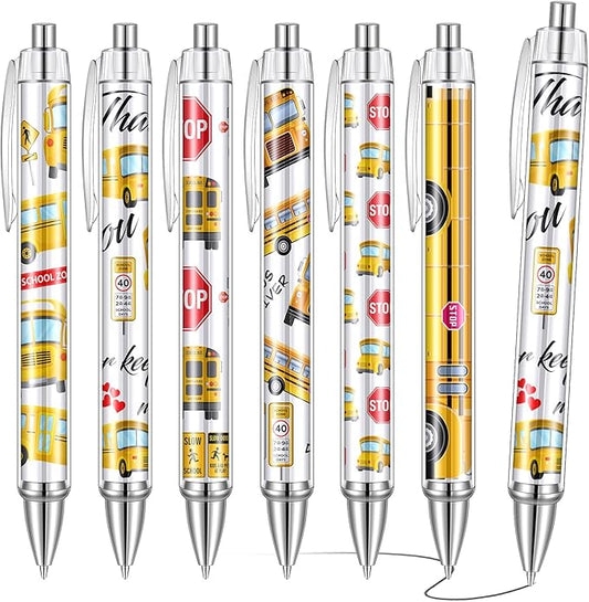 24 Pcs Bus Driver Appreciation Gifts Pens Accessories Thank You Work Ballpoint Pens Birthday Gifts for Teacher's Day Men Women School Bus Driver Retired, 6 Styles