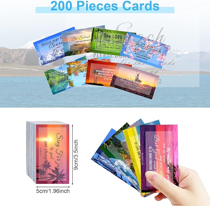 200 Pcs 50 Styles Prayer Cards Bible Verse Card Double-Side Scripture Inspirational Cards Motivational Encouraging Christian Cards for Women Men Mini Business Easter Religious Christian Gifts