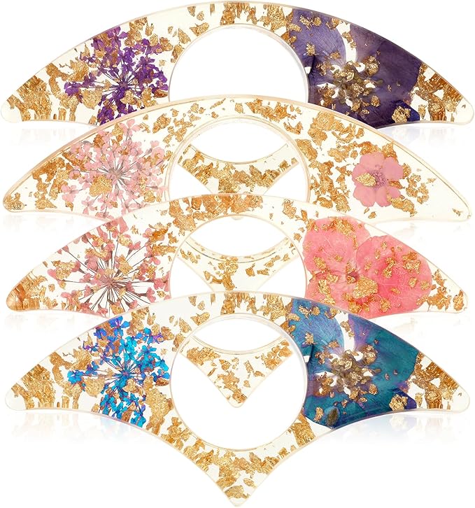 Book Page Holder for Reading, 4 PCS Dried Flower Resin Transparent Bookmark, Thumb Book Page Holder Reading Accessories for Reading Lovers, Gifts for Bookworm, Literary, Students and Teachers