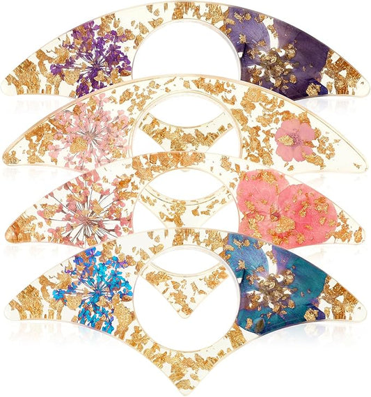 Book Page Holder for Reading, 4 PCS Dried Flower Resin Transparent Bookmark, Thumb Book Page Holder Reading Accessories for Reading Lovers, Gifts for Bookworm, Literary, Students and Teachers