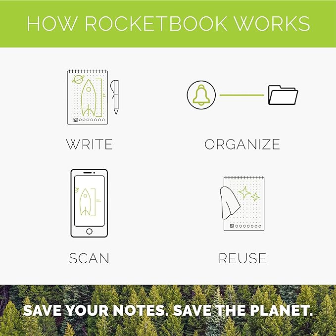 Rocketbook Smart Reusable Notebook, Flip Letter Size Spiral Notebook, Lunar Winter, (8.5" x 11")