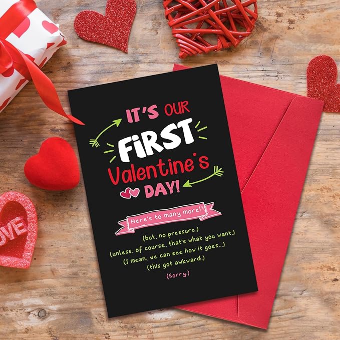 Ogeby Funny First Valentines Day Card Gifts for Boyfriend Girlfriend, Cute Valentines Day Gifts for Him Her Husband, Sarcastic 1st Valentines Day Cards Gifts for New Couple Men Women