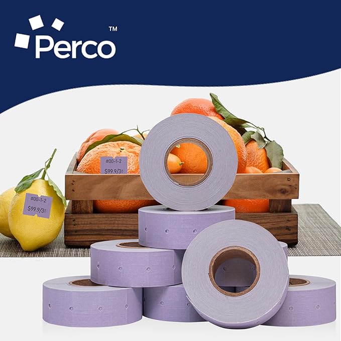 Perco 2 Line Lavender Labels - 80 Rolls, 10 Sleeves, 80,000 Blank Price and Date Gun Labels for Perco 2 Line Price and Date Guns - Made in USA