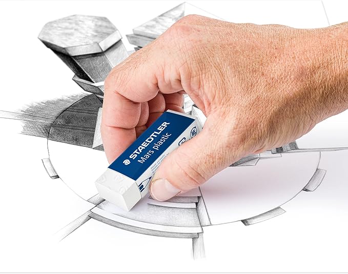 STAEDTLER Mars Lumograph Graphite Artist Pencil Pack, 12 Degrees (8B, 7B, 6B, 5B, 4B, 3B, 2B, B, HB, F, H, 2H), Mars Plastic Eraser, 61 100 P