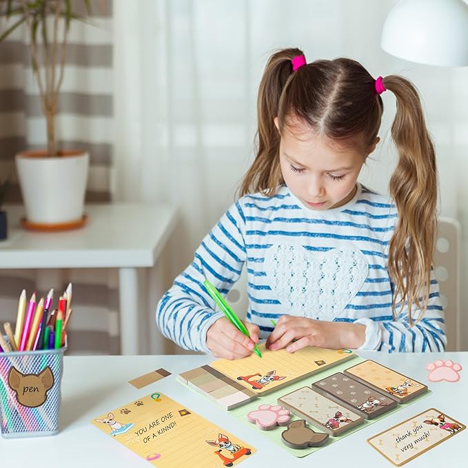 B1ykin Sticky Notes Set - Cartoon Theme Cute Self-Stick Notes Pad Teacher Appreciation Gifts， Self-Adhesive Writing Memo Pages Sticky to Do Notepad for Kids Employee School Office (Chihuahua)