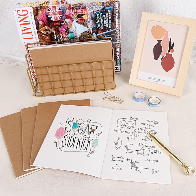 EOOUT 48pcs Kraft Paper Notebooks, Journals for Kids, Blank Paper, 60 Pages, 80GSM, 8.3 X 5.5 Inch, Travel Journal Set, for Travelers, Students and Office Supplies