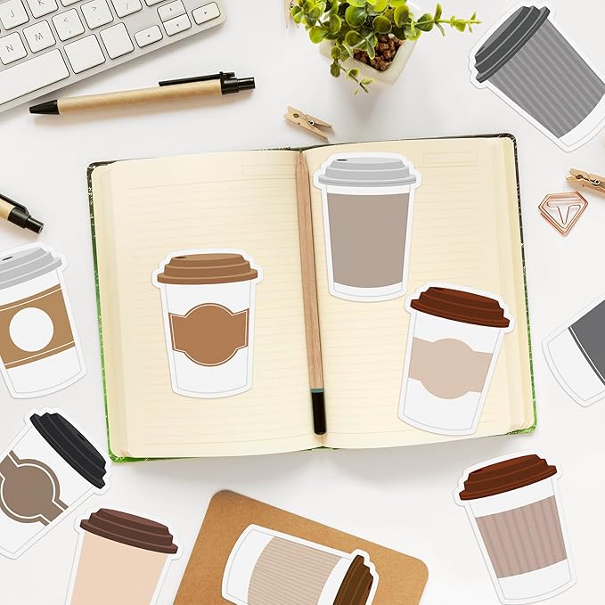 30 Pack Coffee Cup Sticky Notes, Total 600 Sheets, Funny Self Sticky Notepads Memo Pads for Coffee Lover Office School Student Kids Gift Class Reward Birthday Party Favors Goodies Bag Fillers