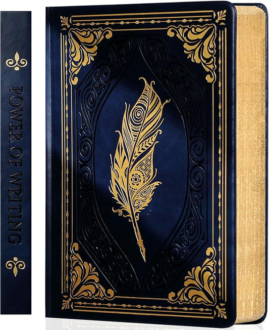 CAGIE 320 Pages Thick Hardcover Journaling Notebooks Vintage Leather Journal for Women Men A5 College Ruled Journals for Writing with Gift Box, 5.7 x 8.3 in, Blue