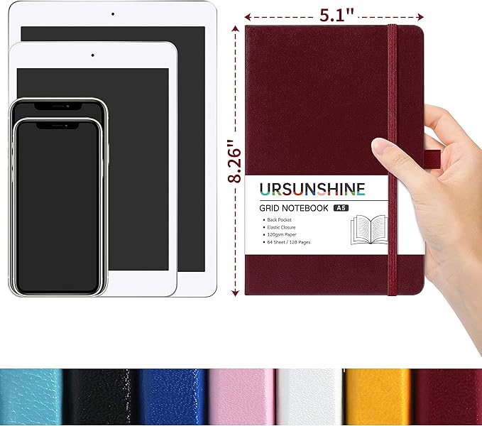 Blank Journal/Notebook - Classic Notebook/Journal with Ribbon Divider, Hardcover with Thick Paper, 5.3'' x 8.26'', Banded + Pen Holder +Inner Pocket - Burgundy