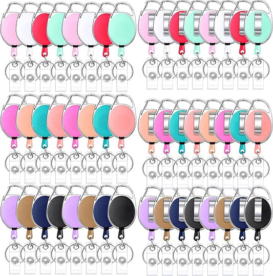 Honoson Heavy Duty Retractable Badge Reels Batch ID Badge Holder Retractable Clip Bulk Card Key Holder with Ring for Office Worker Employee, Doctor Nurse Gifts(Multicolor,50 Pcs)