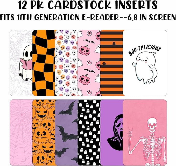 E-reader Cardstock Paper Inserts for Clear Case | 12 pk 4.88 x 6.73” inches Paper White 11th Generation 6.8" Screen Compatible Put Behind Case Colorful Floral Designs Change Out (Design Mix 7)