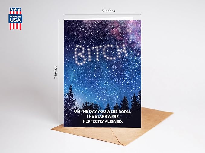 Gelid On The Day You Were Born, The Stars Were Perfectly Aligned - Funny Happy Birthday Cards for Women Her Sister - Humorous Thinking of You Gift Idea Best Friend - Bday Card for Bestie Girlfriend