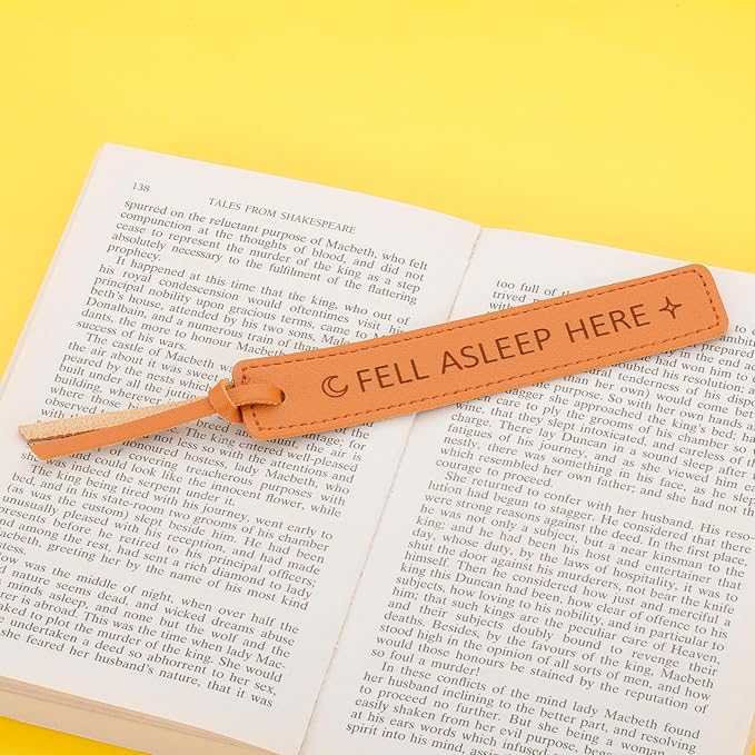 Leather Bookmark Wedding Reader Wedding Party Gift Wedding Gift for Book Lovers Bookish Gift Fell Asleep Here Book Marks for Reading Women Leather Anniversary Gifts for Her Women