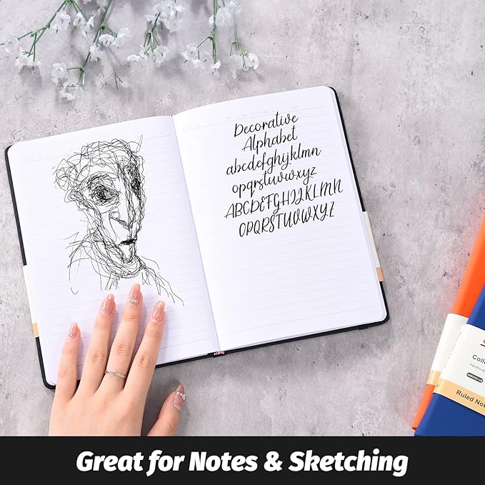 SUIN Hardcover-Journal-Notebooks, A5 Lined Journals Notebook for Writing 200 Pages, 8.2 x 5.5 inch, Classic Ruled Notebooks for Work/Travel/College (Black- 1 Pack)