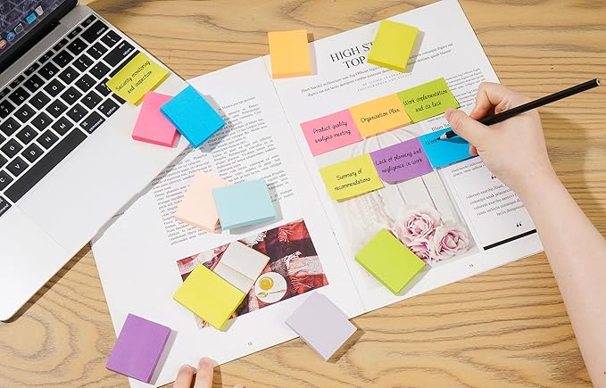 36 Pads Sticky Notes 1.5x2 inch Post, 9 Bright Colors Mini Self-Stick Pads Bulk, 70 Sheets/Pad