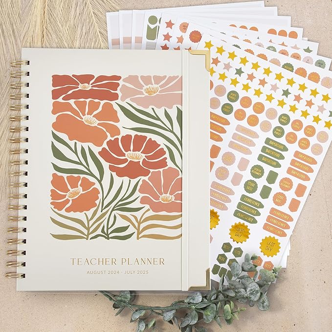 Aesthetic Teacher Planner For The 2024-2025 Academic School Year - Your All Incl. 8.5" x 11" Lesson Plan Book Supplies - Easily Organize Your Daily, Weekly & Monthly Classroom/Homeschool Schedule