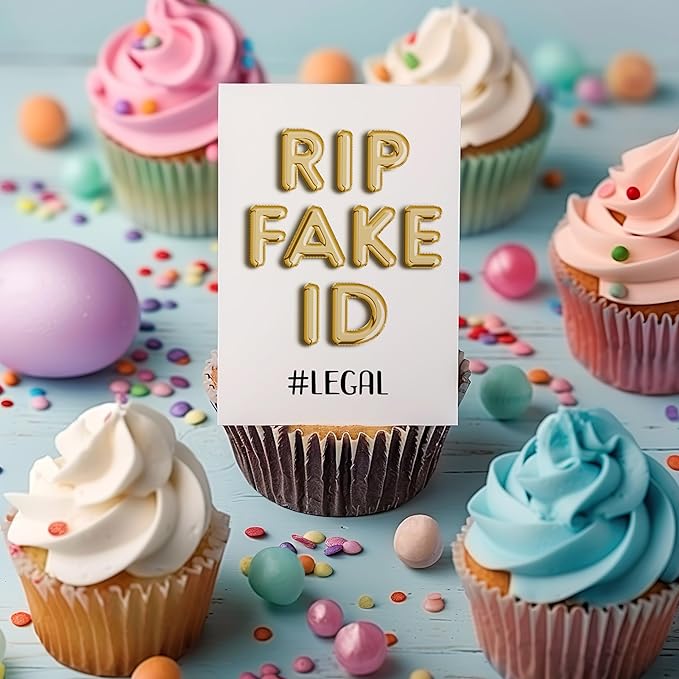 Funny 21st Birthday Card for Him or Her - Happy Birthday Card for 21 Year Old Daughter Son Niece Nephew Sister or Friend - Humorous Twenty One Gift Ideas - RIP Fake ID Card for Best Friend or Coworker