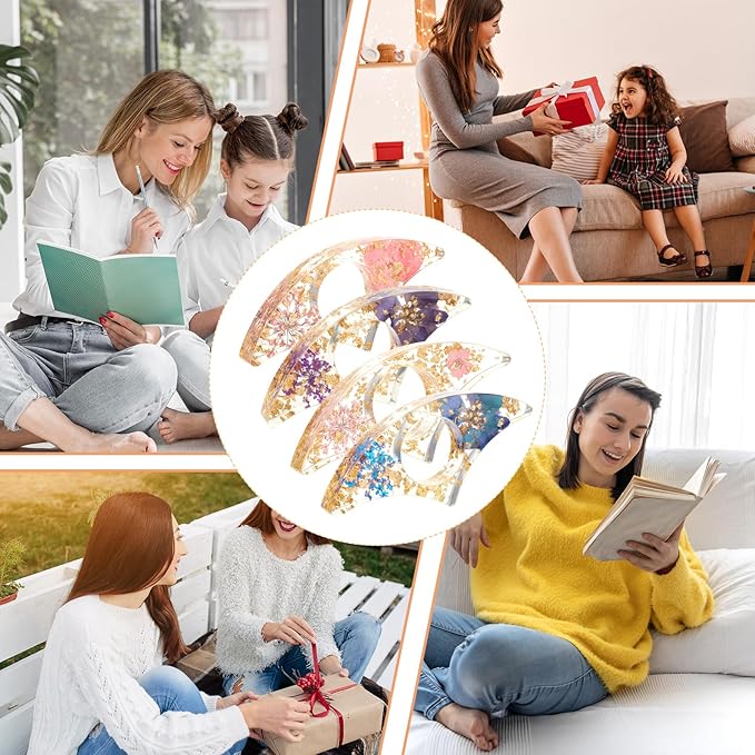 Book Page Holder for Reading, 4 PCS Dried Flower Resin Transparent Bookmark, Thumb Book Page Holder Reading Accessories for Reading Lovers, Gifts for Bookworm, Literary, Students and Teachers