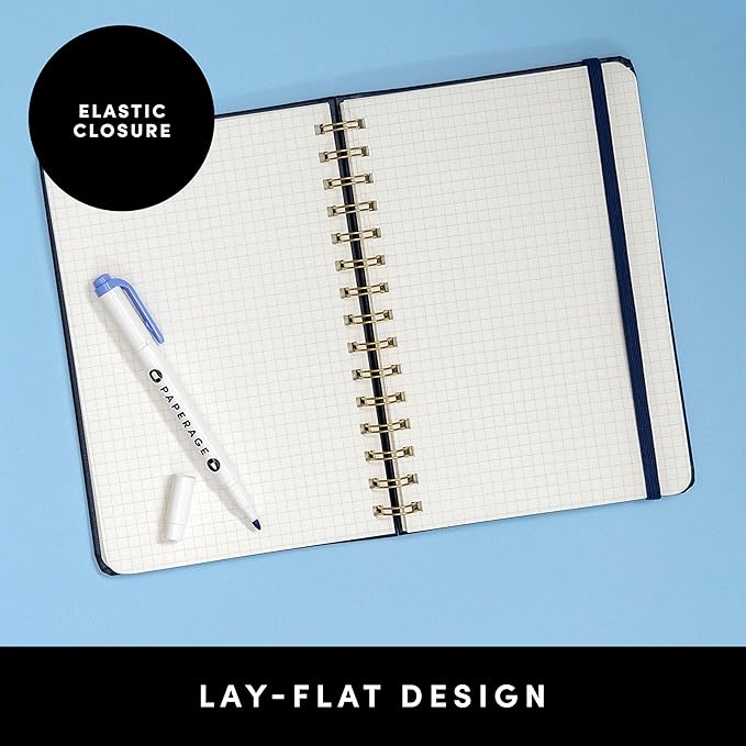 PAPERAGE Graph Paper Spiral Notebook & Journal, (Blush), 160 Pages, Medium 5.5 inches x 8 inches - 100 GSM Thick Graphing Paper, Hardcover, Double-Wire Grid Spiral Notebook