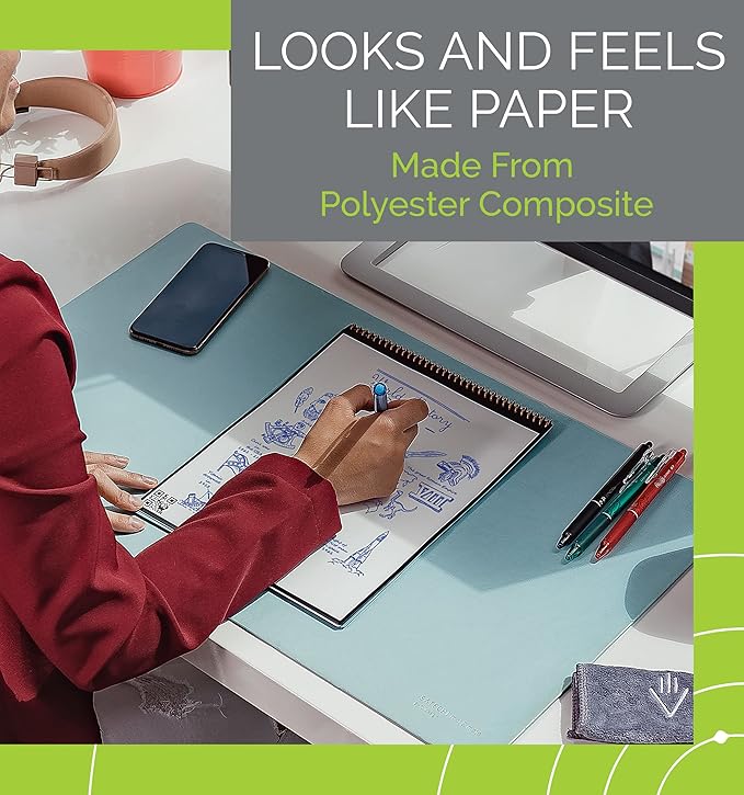 Rocketbook Flip - with 1 Pilot Frixion Pen & 1 Microfiber Cloth Included - Gray Cover, Letter Size (8.5" x 11")