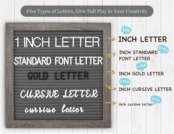 Grey Felt Letter Board - 10x10 Inch, Pre Cut 725 Letters, First Day of School, Classroom Decor, Baby Announcements