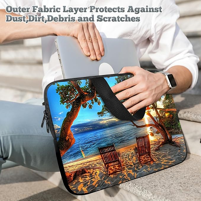 Laptop Sleeve Case Bag 15 inch, Sunset Tree Slim Carrying Case Durable Handbag Travel Laptop Bag for 15 inch MacBook Air M3/M2/15 Pro/Surface Laptop 7/6/5/4/3/ Dell XPS 15 Plus
