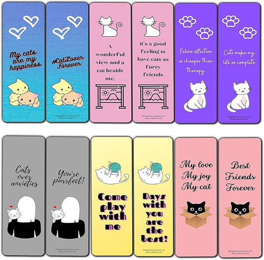 Creanoso Cats Make My Life Complete Bookmarks (5-Sets X 6 Cards) – Daily Inspirational Card Set – Interesting Book Page Clippers – Great Gifts for Adults and Professionals