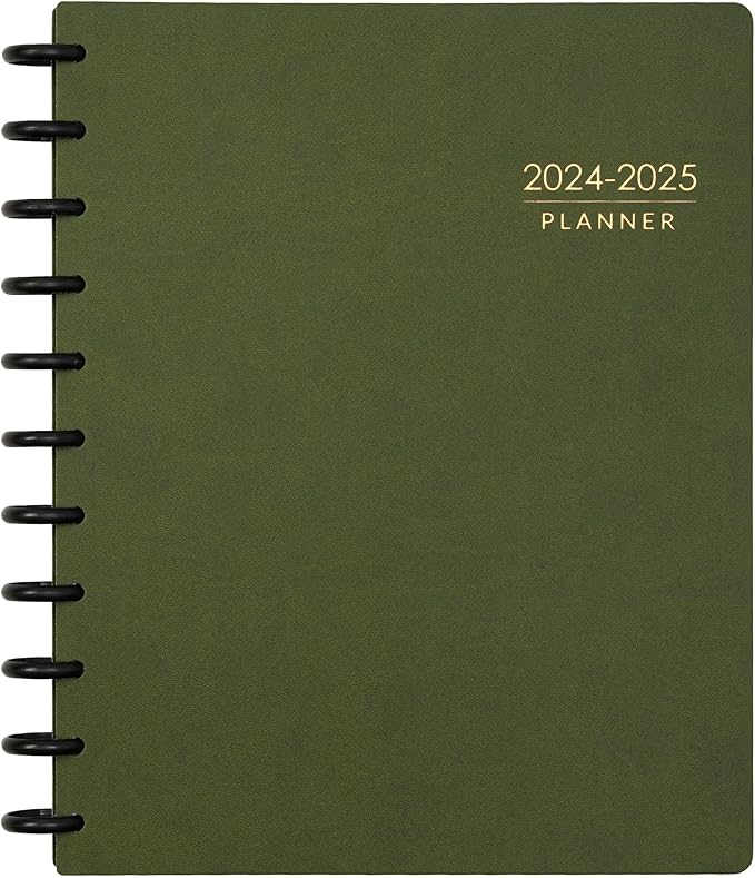 Nekmit Discbound Planner 2025, Work Breakdown Structure 12 Month Planner, 8.5"x11", Jan 2025 - Dec 2025 Daily, Weekly, Monthly Planner, Appointment Budget Book (Green)