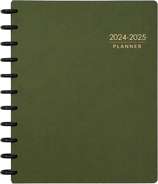 Nekmit Discbound Planner 2025, Work Breakdown Structure 12 Month Planner, 8.5"x11", Jan 2025 - Dec 2025 Daily, Weekly, Monthly Planner, Appointment Budget Book (Green)