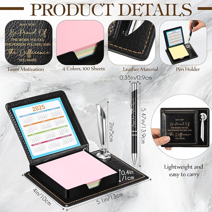 12 Set Employee Appreciation Gifts Bulk Inspirational Gifts Team Gift Bag PU Leather Notepad Holder with Pen Holder Team Keychain Ballpoint Pen Bulk Gifts for Colleagues Employees(Proud)