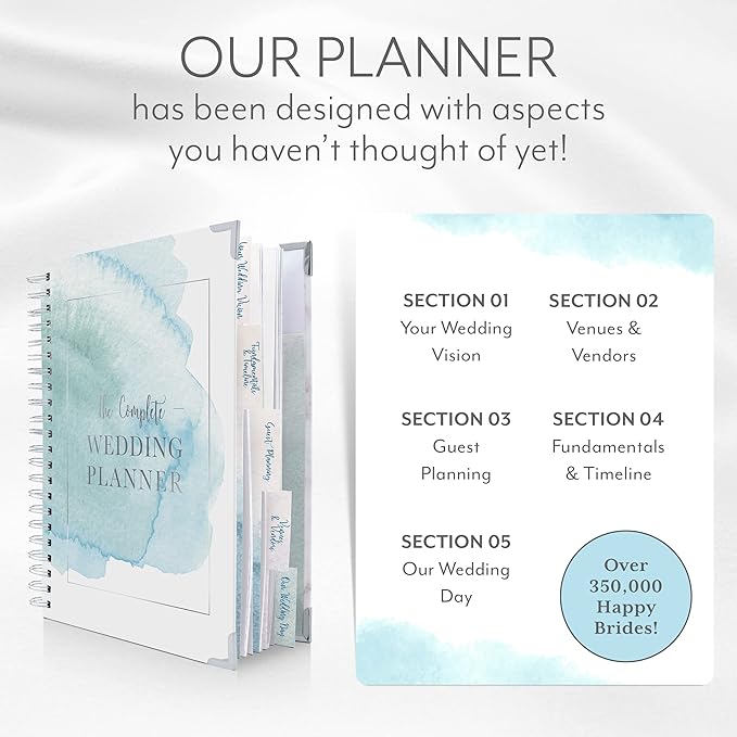 Your Perfect Day Wedding Planner and Organizer - Step-by-Step Guide, Advice, Checklist - Includes Customizable Countdown Calendar (WATERCOLOR)