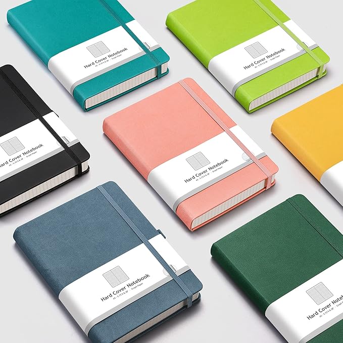 AHGXG Graph Paper Notebook - 320 Pages Grid Notebook Thick Journal A5, 100gsm Thick Graph Paper, Leather Hardcover, Inner Pocket,5.75'' × 8.38''- Pink