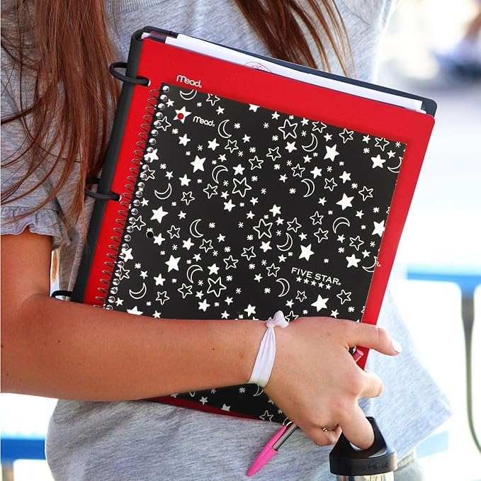 Five Star Spiral Notebook + Study App, 1 Subject, Wide Ruled Paper, 10-1/2" x 8", 80 Sheets, Glow (930020F)