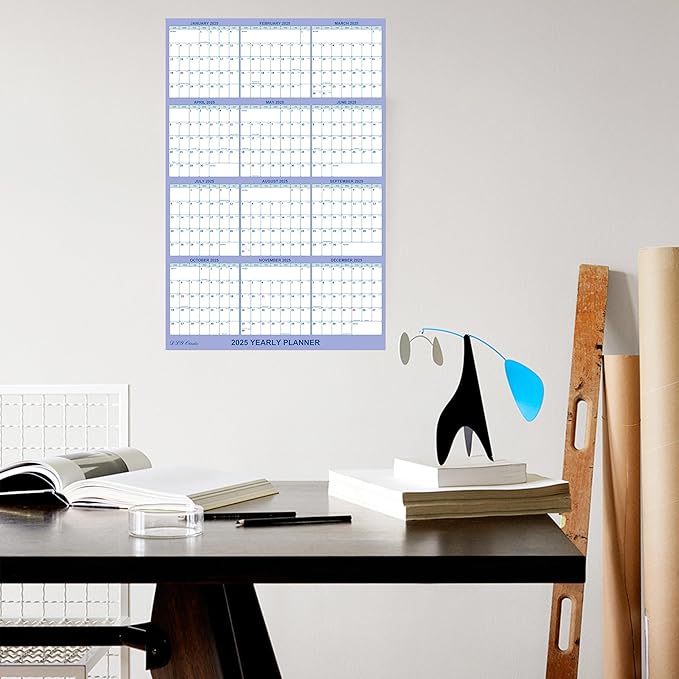 32" x 48" 2025 Wall Calendar, Folded Wet & Dry Erase Wall Calendar 12 Month, Annual Yearly Planner Yearly Laminated Calendar 2025 Horizontal/Vertical, with Julian Dates…