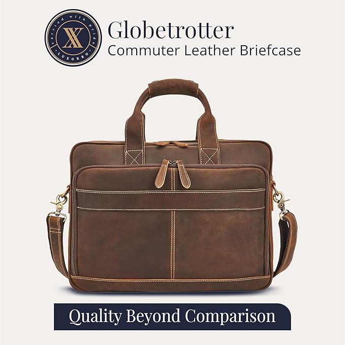 Luxorro Full-Grain Leather Briefcases for Men, Leather Laptop Briefcase For Men, Leather Bag, Leather Computer Bag For Men