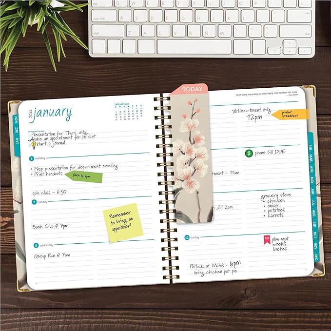 HARDCOVER 2025 Planner, 8.5"x11": 14 Months (November 2024 - December 2025), Daily Weekly Monthly Planner, Yearly Agenda, Bookmark, Pocket Folder and Sticky Note Set (Orchid)