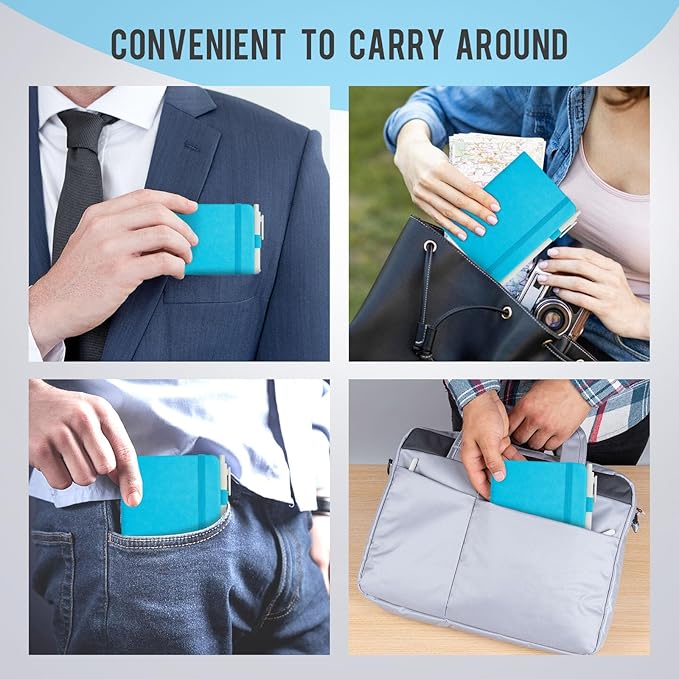 Pocket Small Notebook Journals, 8 Pack (8 Vibrant Colors) Mini Notebook 3.7x5.7 Journaling Notebooks for Women Men, Hardcover Lined Note Pads with Pens for Work, Business, Travel Journal, Office Supplies