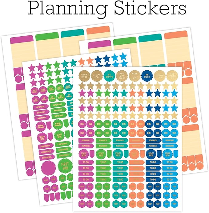 Aug 2024-Jul 2025 Deluxe Teacher Planner Notebook 8.5x11 Daily Weekly Monthly Organizers with 7 Periods, Pocket Folder, Dated Calendar, Page Tabs, Bookmark and Planning Stickers (Tree Seasons)