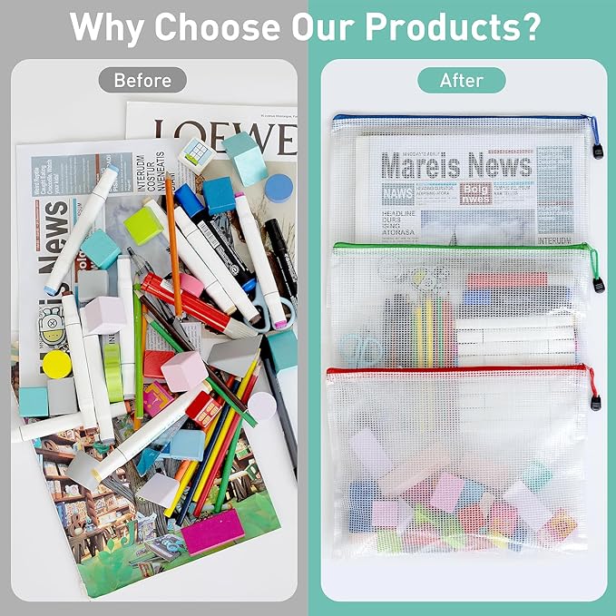 18pcs Mesh Zipper Pouch Bags, B5 Zipper Pouch, Mesh Bags With Zipper, Plastic Zipper Pouches, 9 Colors Zipper Pouches for Organizing, Board Game Storage, Travel, School Office organize