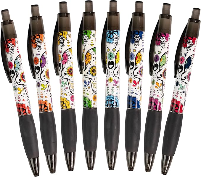 Sugar Skull Smens (2 Pack) - Scented Pens, Black Ink, Medium Point - 8 Count
