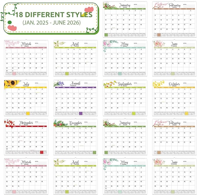 2025 Wall Calendar, 18 Months Calendar, Jan. 2025 - June 2026, 14.6'' x 11.8'', Desk Calendar 2025 with Large Blocks, Ideal 2025 Calendar for Home, Office, Classroom, or Business Planning