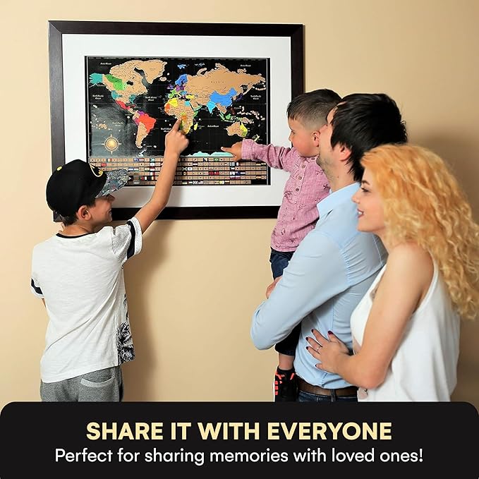 InnovativeMap Scratch Off World Map Poster and Detailed United States Map, Includes Complete Accessories Set and All Country Flags, World Maps for Wall, Fun Gifts for Travelers