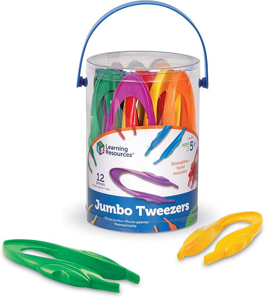 Learning Resources Jumbo Tweezers, Set Of 12, Sorting & Counting, Preschool Science, Homeschool, Toddler Fine Motor Skill Development