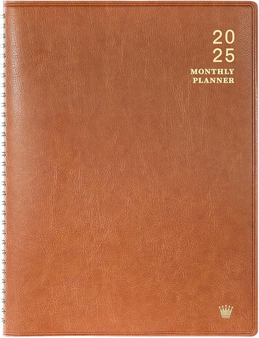 2025 Monthly Planner - 2025 Calendar/Planner 12 Months with Faux Leather, 8.86" x 11.4", Jan.2025 - Dec.2025, 15 Notes Pages, Strong Twin - Wire Binding, Pocket, Monthly Tabs, Perfect Organizer