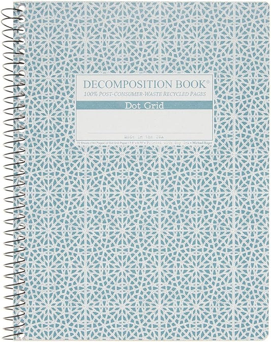 Decomposition Mosaic Dot Grid Spiral Notebook - 9.75 x 7.5 Journal with 144 Dot Grid Pages - 100% Recycled Paper - Notebooks for School Supplies, Home & Office - Made in USA