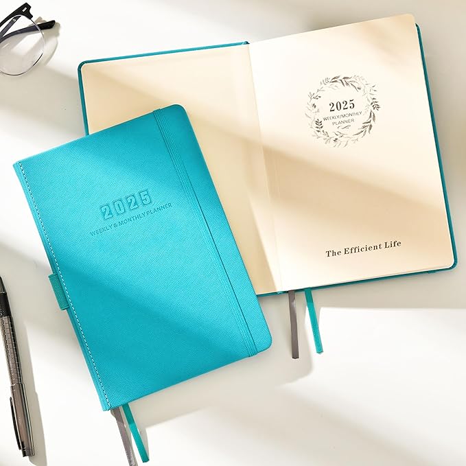 Artfan 2025 Planner - 2025 Planner Weekly and Monthly Planner, Jan. 2025 - Dec. 2025, Leather Planner 2025, 5.75" x 8.25" - Green