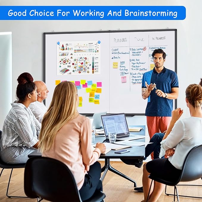 White Board Dry Erase 60x40, Maxtek Large Magnetic Whiteboard Black Dry Erase Boards for Wall, Aluminum Presentation Wall-Mounted Marker Board with a Long Pen Tray for School, Classroom, Office & Home