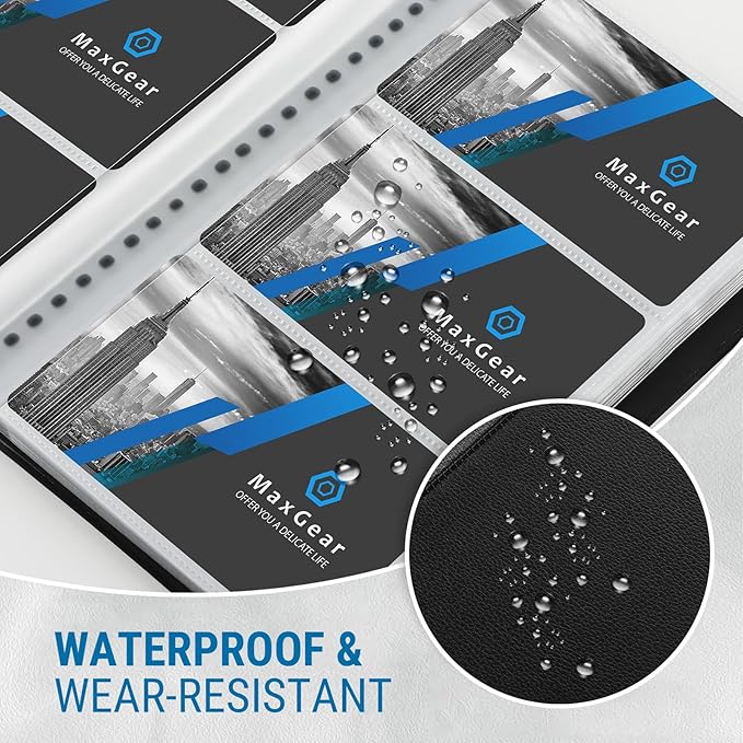 MaxGear Business Card Organizer, 240 Cards Book Portable Business Card Holder for Men & Women, Professional PU Credit Cards Binder File Storage, Black