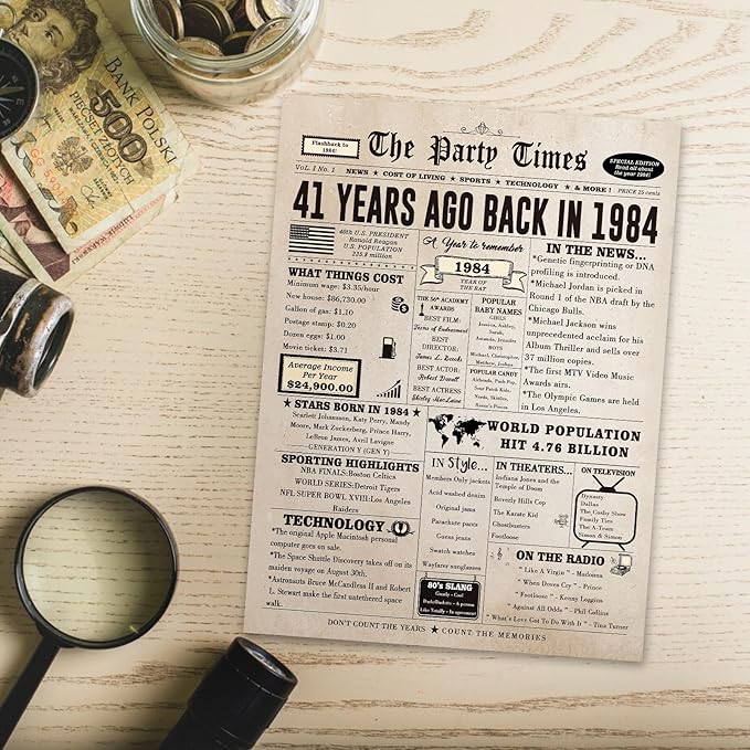 Happy 41st Birthday Card for Women Men, Funny 41 Year Old Birthday Gift Card for Husband Wife Him Her, Retro 41 Bday Decorations Ideas