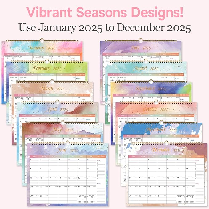 Lbylyhxc 2025 Calendar -12 Monthly Wall Calendar 2025 from Jan 2025 to Dec 2025, 14.8 x 11.5 Inches.Thick Paper with Julian Dates Large Wall calendar 2025 for New Year Presents (Large Colorful)